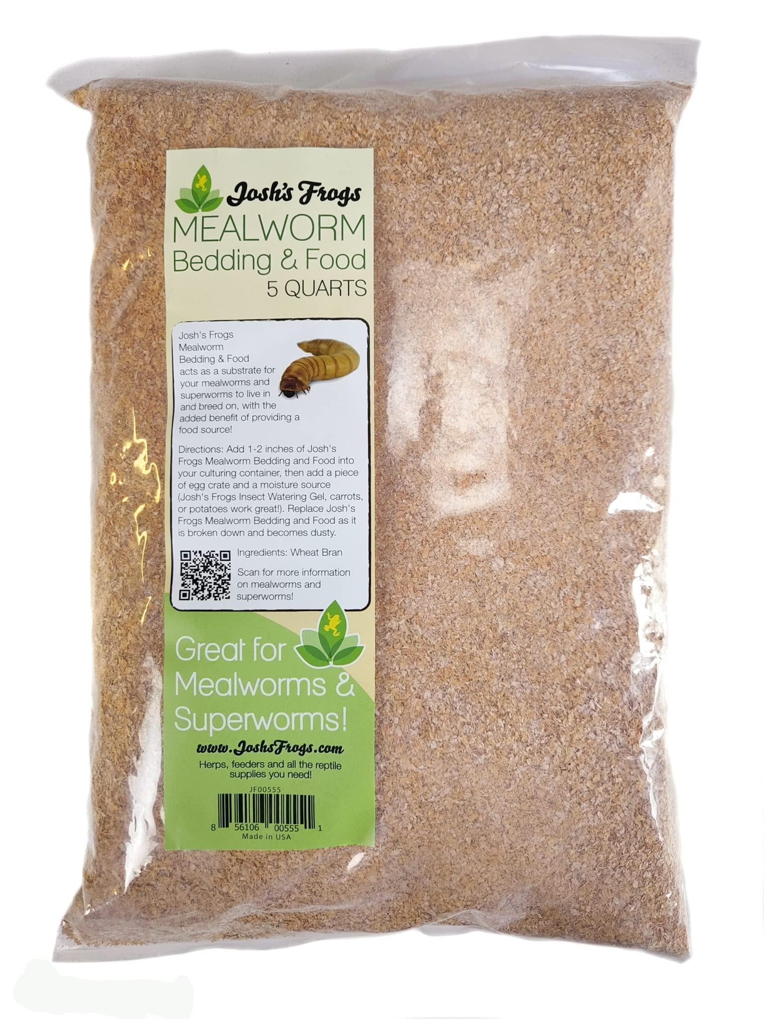 Joshs Frogs Mealworm Superworm Wheat Bran Bedding and Food Source (5 Quarts)