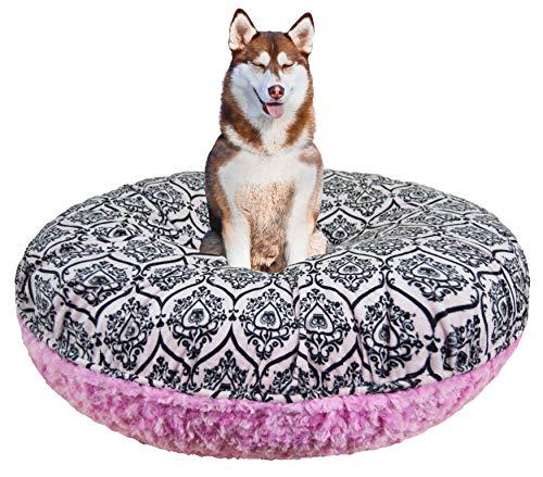BESSIE AND BARNIE Signature Cotton Candy/Versailles Pink Extra Plush Faux Fur Bagel Pet/Dog Bed (Multiple Sizes)