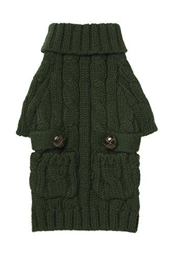 fabdog Pocket Cable Knit Turtleneck Dog Sweater Hunter (22\\\