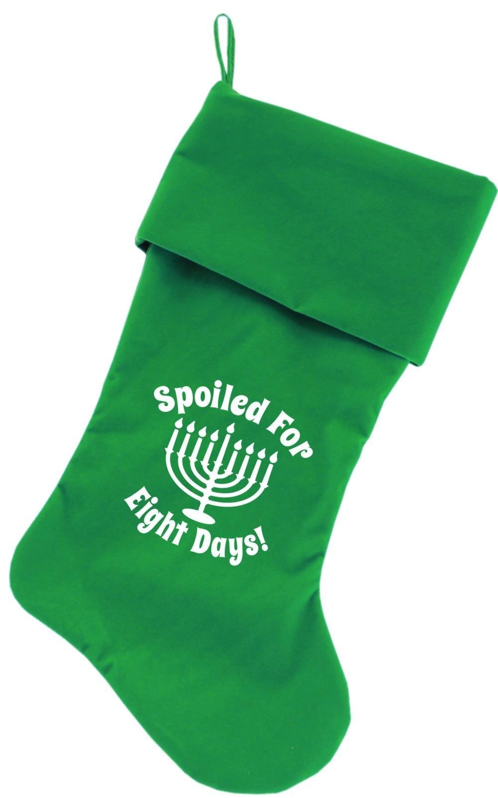 Mirage Pet Products Spoiled for Days Screen Print Velvet green christmas Stocking