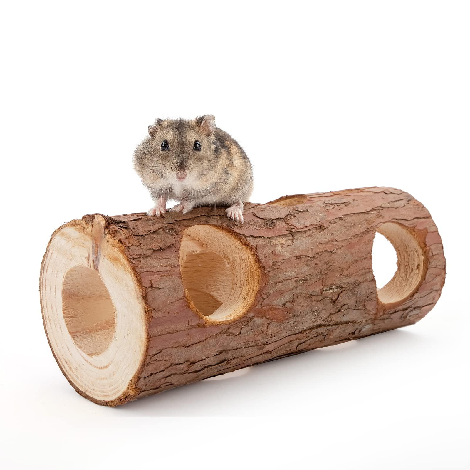 Niteangel Natural Wooden Hamster Mouse Tunnel Tube Toy Forest Hollow Tree Trunk