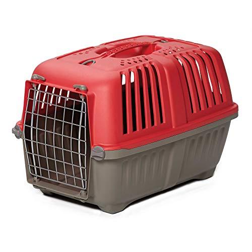 Pet Carrier: Hard-Sided Dog Carrier, Cat Carrier, Small Animal Carrier in Red| Inside Dims 17.91L x 11.5W x 12H & Suitable for Tiny Dog Breeds | Perfect Dog Kennel Travel Carrier for Quick Trips