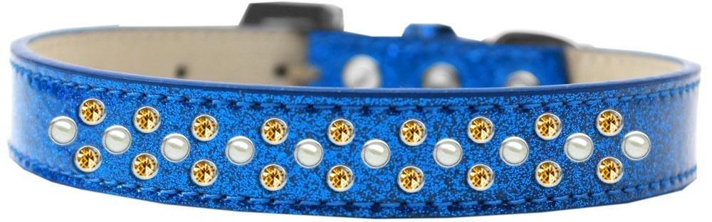 Mirage Pet Products Sprinkles Ice cream Dog collar with Pearl and Yellow crystals Size 14 Blue