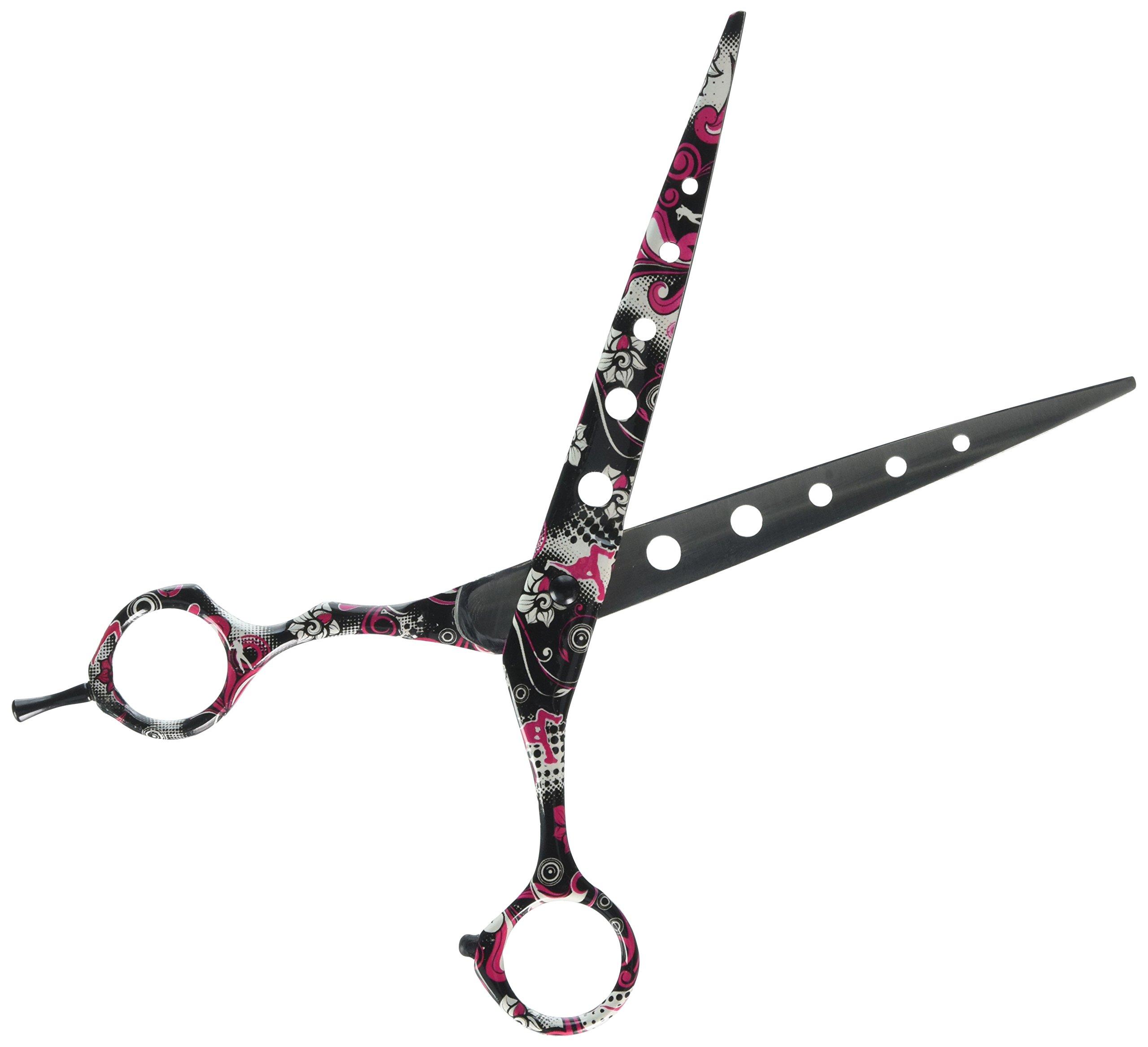 Ryan\\\'s Pet Supplies Value Groom Straight Scissors with Holes for Dogs, Tattoo Pattern, 8.5in