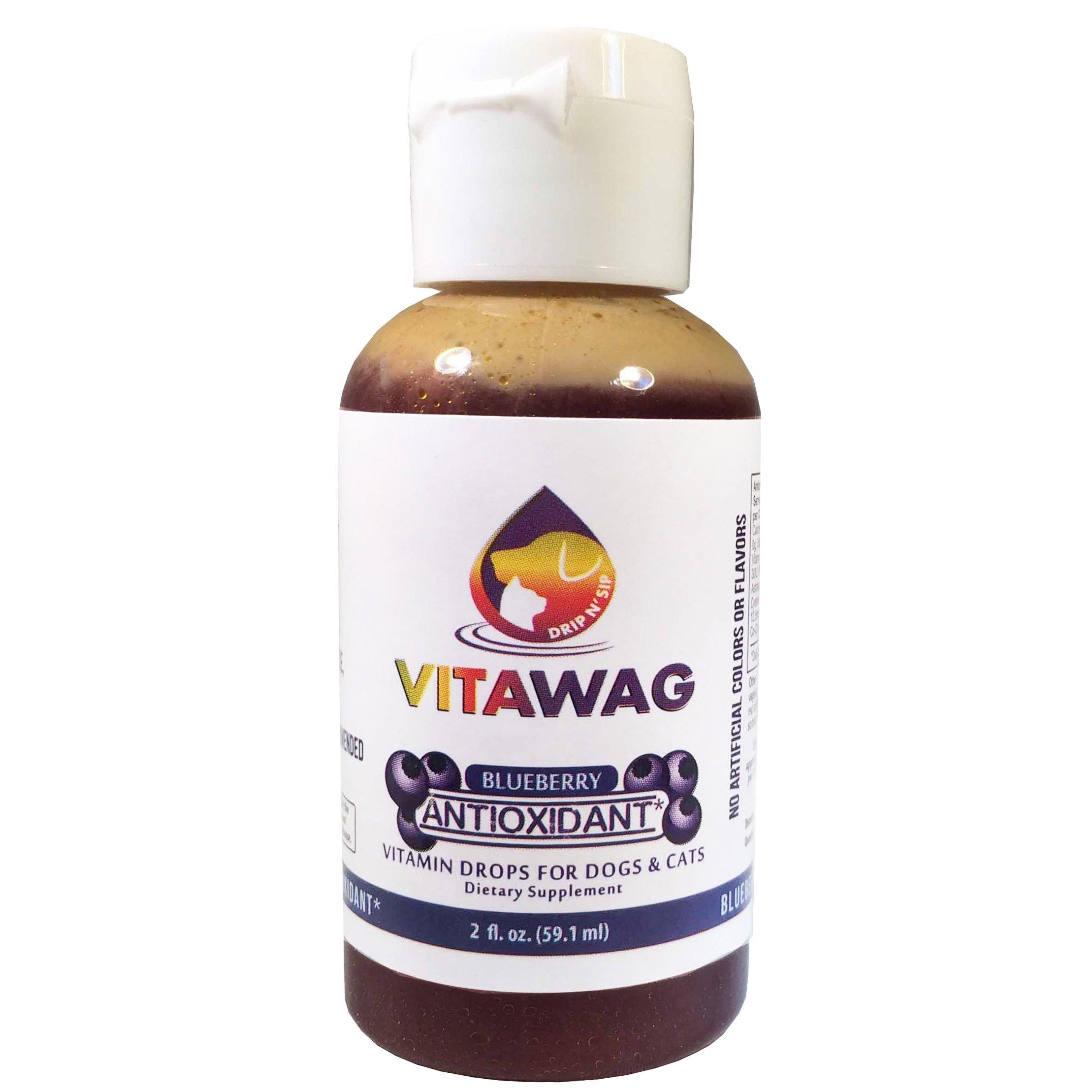 VITAWAg DRIP N SIP 100% All Natural Super concentrated Dog and cat Liquid Supplements w No Added Dyes chemicals and Preservatives 30-60 Day Supply Per Bottle 2 Ounces Blueberry - Anti-Oxidant