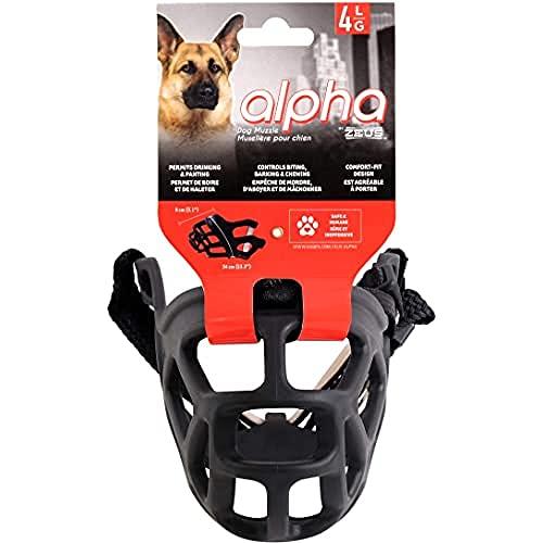 ZEUS Alpha TPR Muzzle for Large Dogs, Comfort Fit Design Prevents Biting, Barking and Chewing, Black