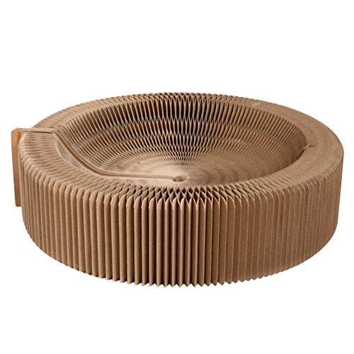 diffstyle Cat Scraching Pad Bowl Shape Scratcher Collapsible Cat Toy Corrugated Cardboard Lounge Round Bed (Outer diameter:50cm/19.7\\\