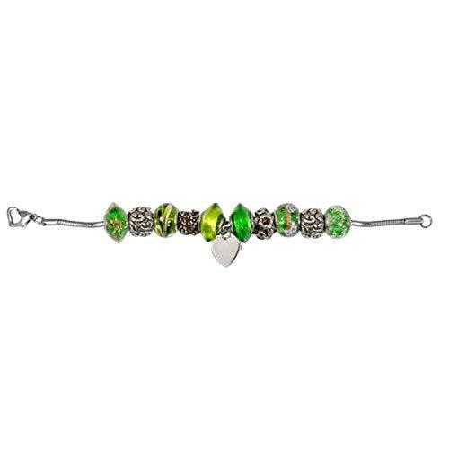 Memorial Gallery Emerald Green Remembrance Bead Pet Heart Urn Charm Bracelet, 8\\\