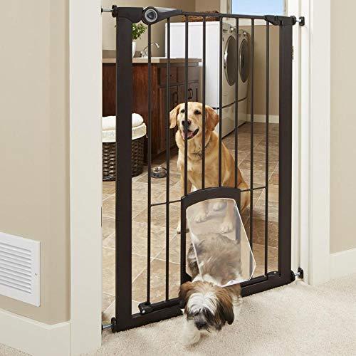 North States MyPet 38 Wide Petgate Passage: Choose Between 36 or 42 Tall. Secure Gate with Small Lockable Pet Door. Pressure Mount. Fits 29.8 - 38 Wide (Bronze)