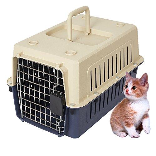 Lucky Tree 4 Size Pet Carrier Cat Carriers Kennel Crate Airline Approved Kitty Travel Cage Plastic Lightweight and Safe to Carry for Puppy Bunny Cats, 2 Color