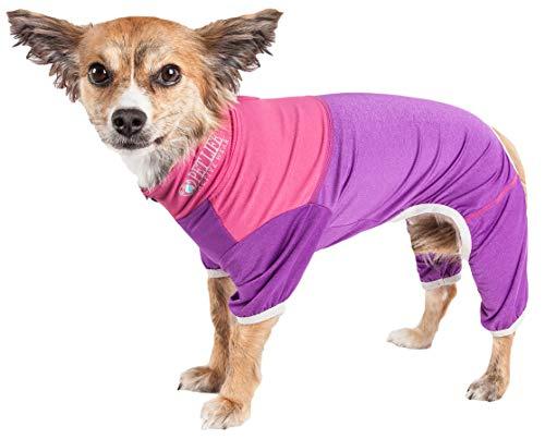 Pet Life Active \\\'Embarker\\\' Heathered Performance 4-Way Stretch Two-Toned Full Body Warm Up, X-Large, Lavendar
