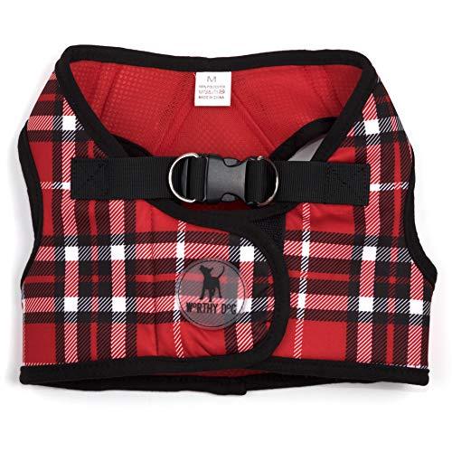The Worthy Dog Printed Sidekick Pattern Harness with Padded Mesh Velcro Adjustable, Outdoor, Easy Walk Vest for Small Medium Large Dogs, Red Color