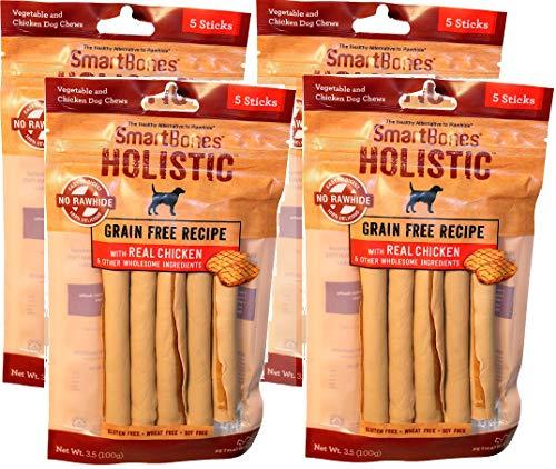 SmartBones 4 Pack of Holistic SmartSticks Grain Free No Hide Chicken Flavored Dog Chews, 5 Sticks Per Pack