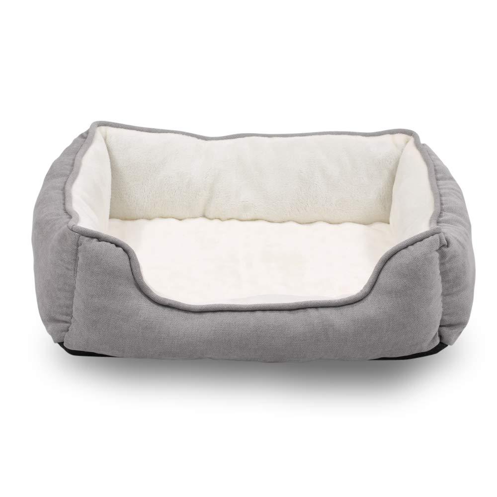 Happycare Textiles Orthopedic rectangle bolster Pet Bed,Dog Bed, Super soft plush, Large 34x24 inches Gray