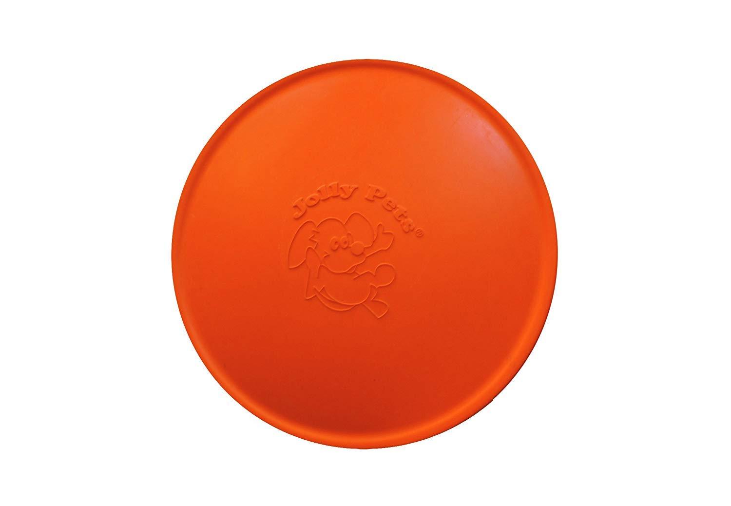 Jolly Pets 3 Pack of Jolly Flyer Rubber Floating Disc, Orange, 9.5-Inch
