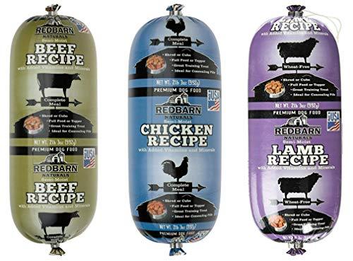 Redbarn Dog Food Rolls Variety Bundle - 3 Flavors (Lamb, Beef, and Chicken) - 3 Rolls Total (2lb 3oz Each)