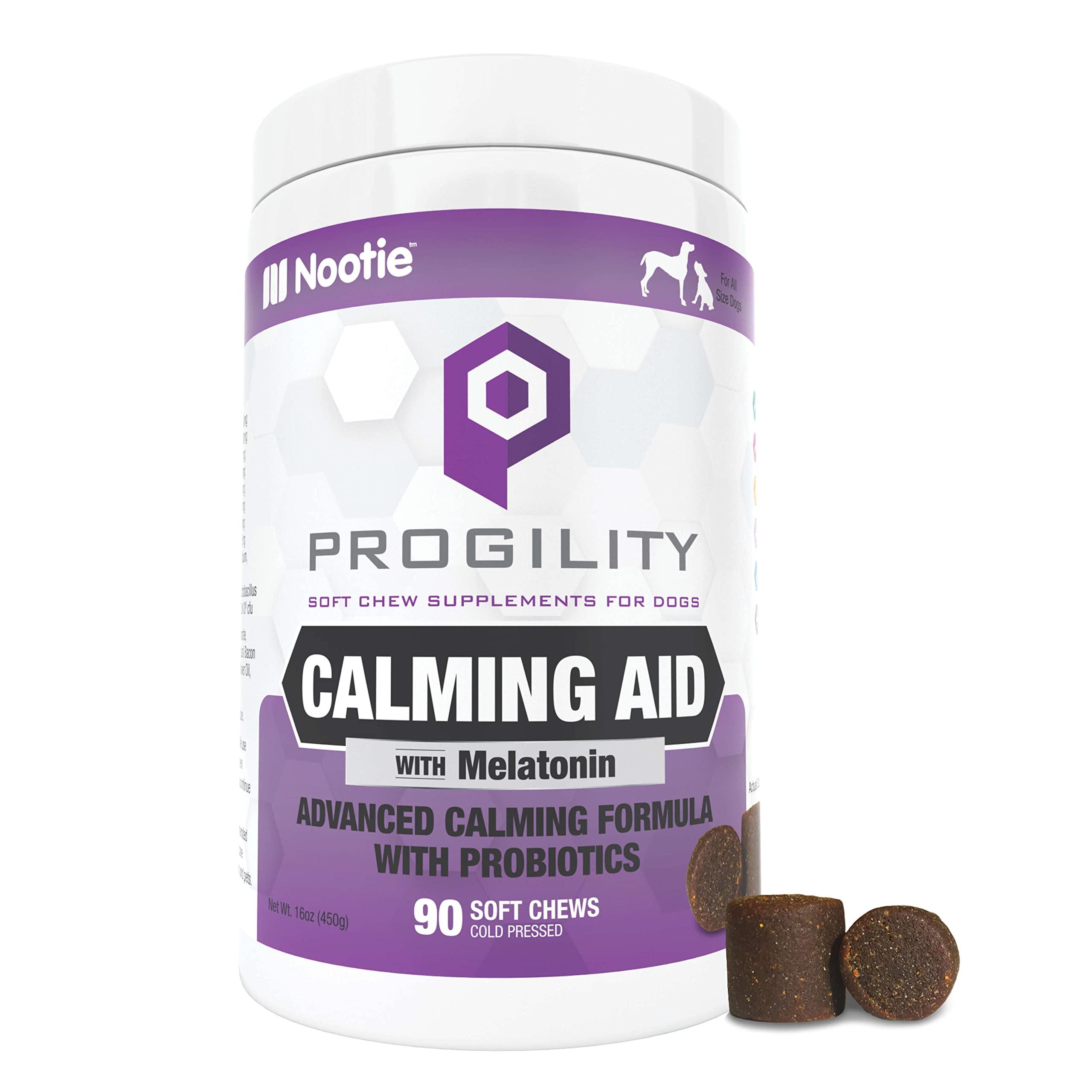 Nootie PROGILITY Daily Calming Aid Chews for Dogs - Aids Dog Anxiety, Separation Anxiety & Stress Relief with Melatonin - Dog Relaxant for All Size dogs - 90 ct.
