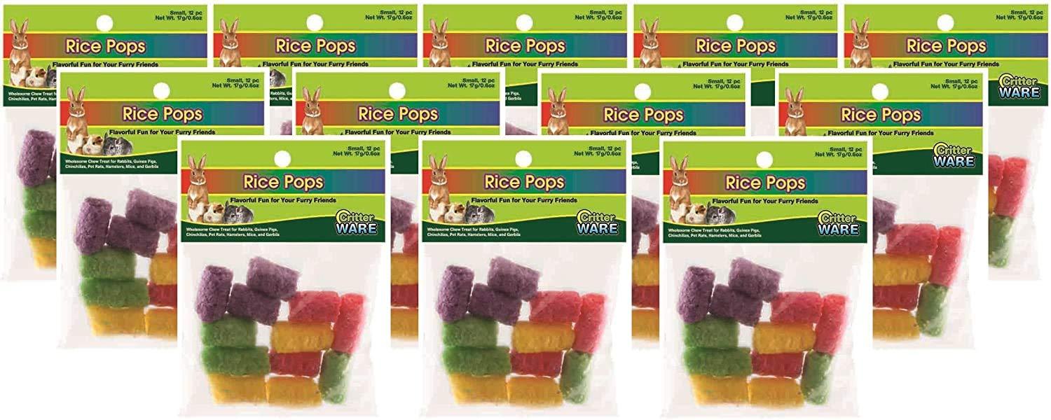 Ware Manufacturing 12 Pack of Small Rice Pops Chew Treats for Small Pets, 12 Pops Per Pack