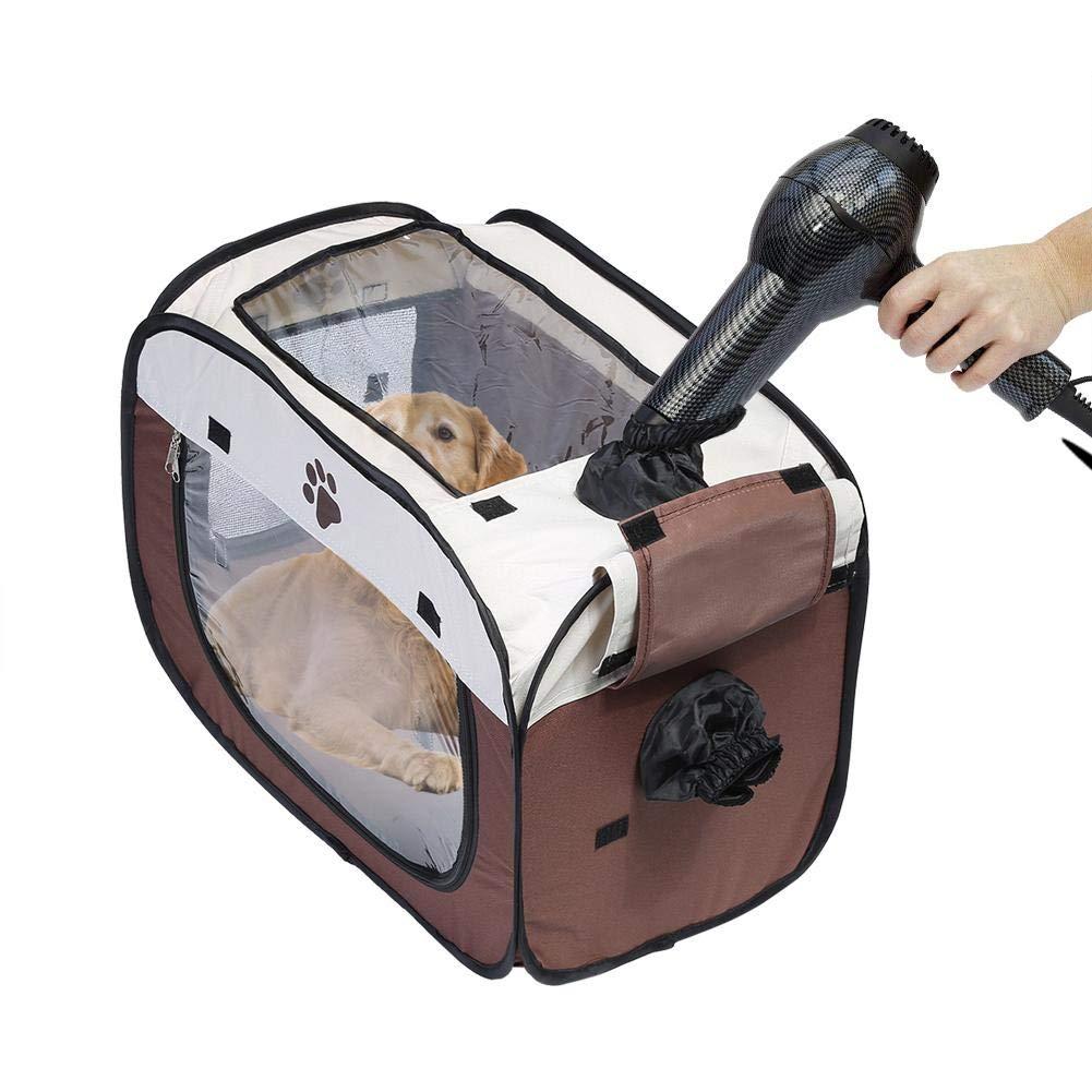 Pet Drying Box,Portable Pet Dryer Cage Folding Puppy Hair Drying Box Hands-Free Doggy Grooming Hair Clearing Travel Bags For Cats Dogs Rabbit Pet Dry Room Portable Hands-Free Drying System After Bath