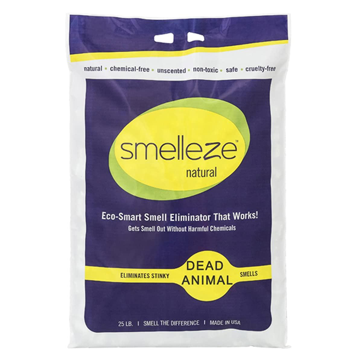 SMELLEZE Natural Dead Animal Odor Removal 25 lb. Granules: Eliminate Dead Rat, Mice, Squirrel, Chipmunk, Raccoon & Bat Smell. Safe for Indoor & Outdoor Use