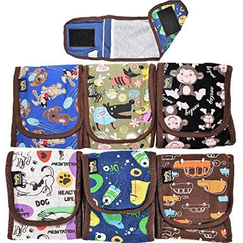 FunnyDogClothes Pack - 6pcs Dog Puppy Diaper Male Boy Belly Band Wrap Reusable Washable for Small Dog Breeds (Pack of 6 Colors, S: Waist 10\\\