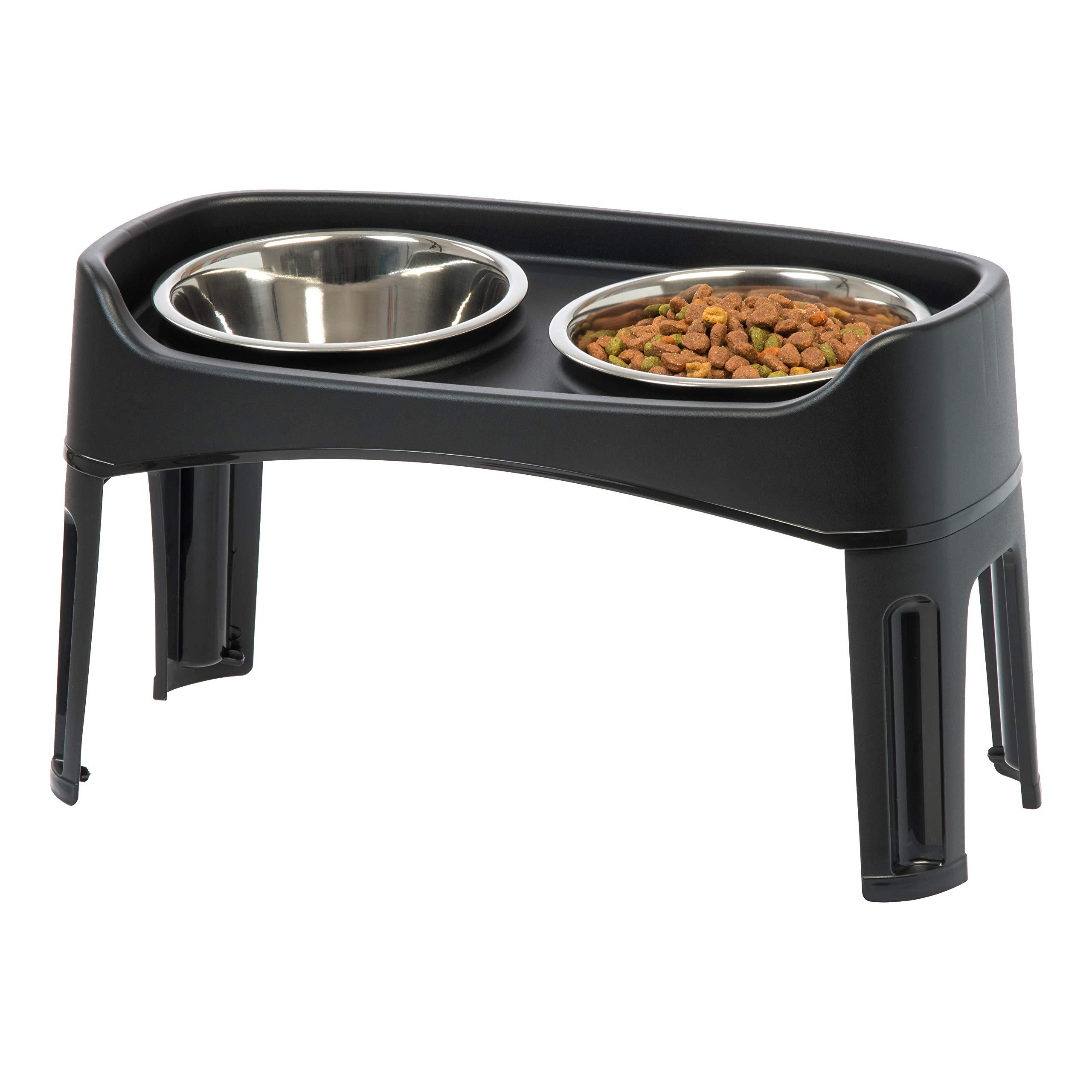 IRIS USA Elevated Dog Bowls - Dog Food Bowls Elevated for Large Dogs - Dog Raised Bowls with 2 Stainless Steel Bowls 2 Quart 12\\\