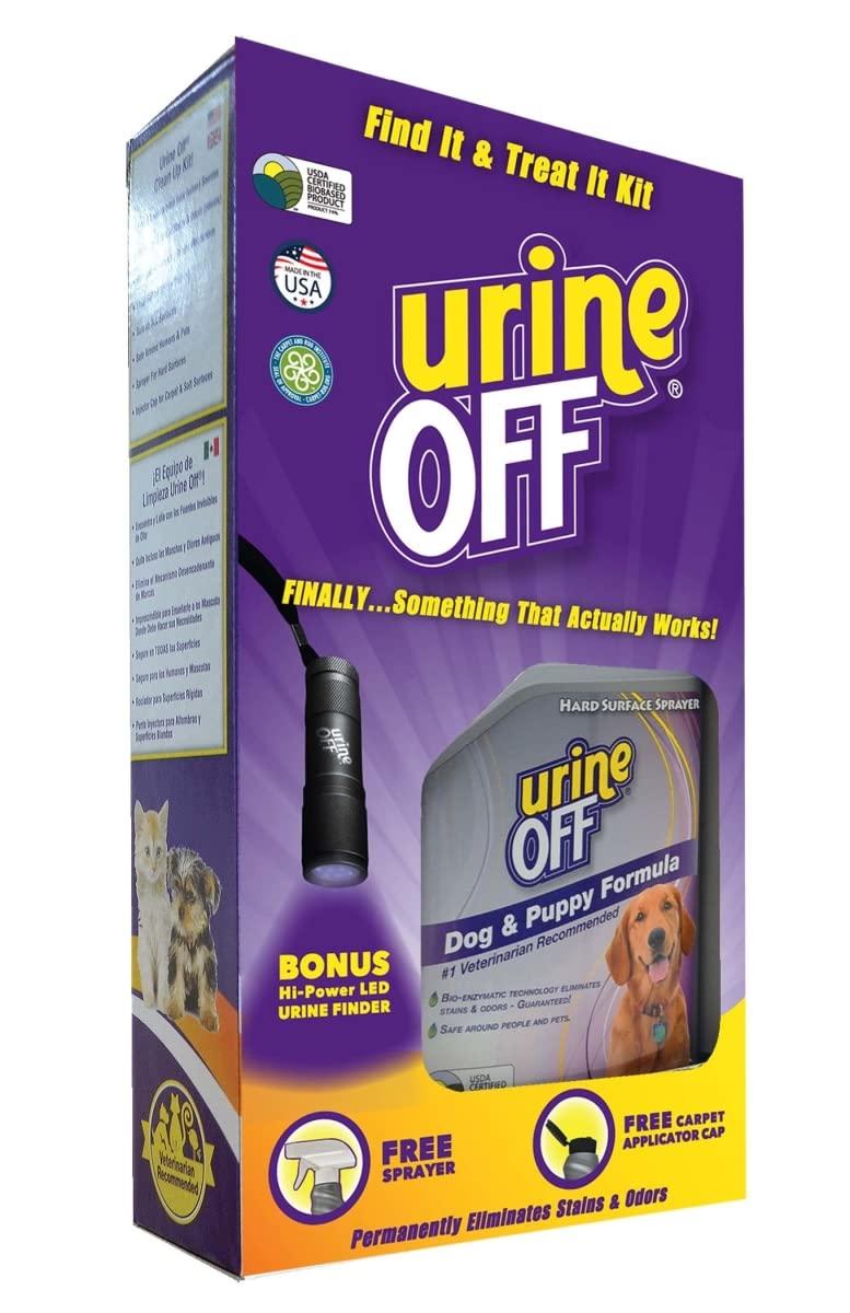 urineOFF Find it Treat it Kit for Dogs, Stain and Odor Remover with LED Hi-Power Urine Finder