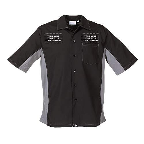 Chef Works Custom Embroidered Mens Universal Contrast Shirt, Blk Gry Mesh, XL