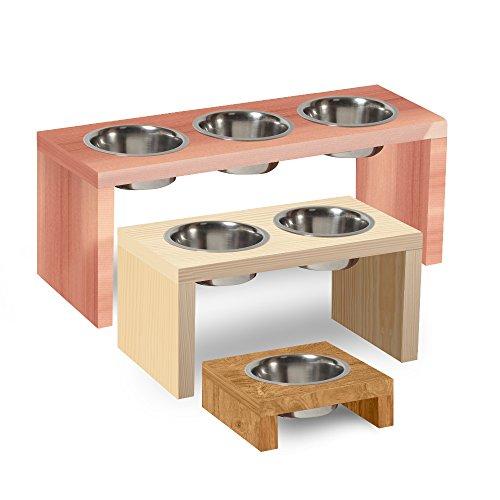 TFKitchen Cherry Wood Elevated Dog and Cat Pet Feeder, Single Bowl Raised Stand (3 Quart Each) - 8\\\