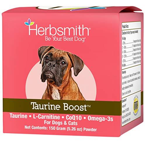 Herbsmith Taurine Boost - Cardiac and Heart Support for Dogs and Cats - Taurine Supplement for Dog and Cat Heart Health - with CoQ10, Taurine and L-Carnitine for Dogs - 150g