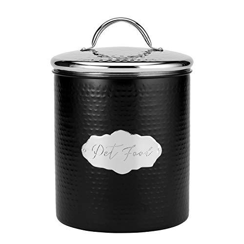 Amici Pet Cavalier Metal Canister Treats Jar, 118 Fluid Ounces, Black and Silver