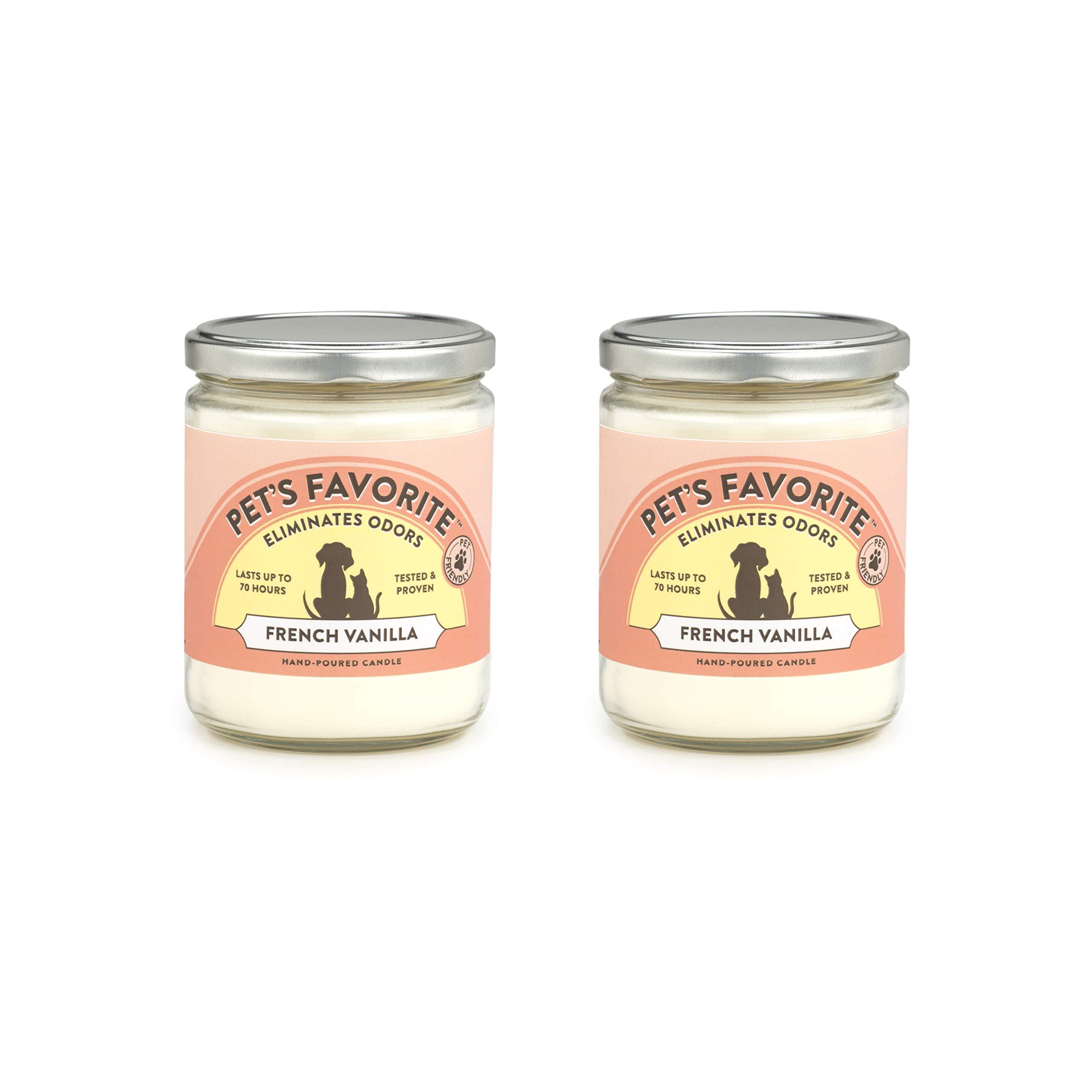 Pet\\\'s Favorite - Tested & Proven - Odor Eliminating Candle, Pet-Friendly Scented Candle, in 4 Great Fragrances - 70-Hour Burn Time, Cotton Wick (French Vanilla, Pack of 2)