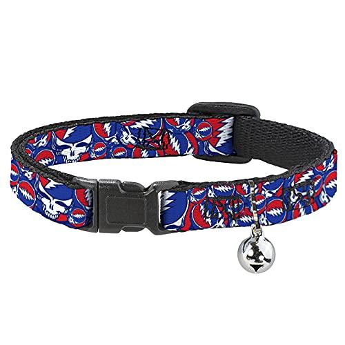 Buckle-Down Cat Collar Breakaway Steal Your Face Stacked Red White Blue 8 to 12 Inches 0.5 Inch Wide