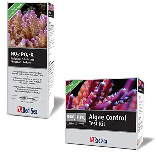Red Sea Algae Control Kit with NO3:PO4-X Phosphate Reducer & Algae Control Test Kit Bundle