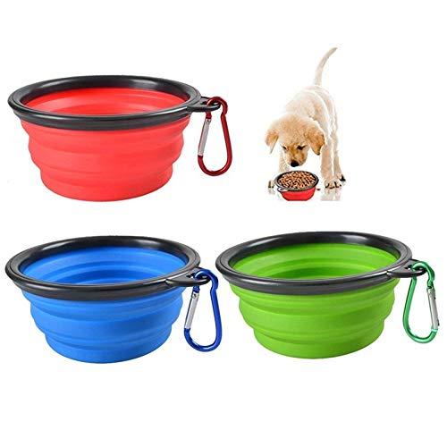 ANSLYQA Collapsible Dog Bowl Travel Bowl Dog Portable Water Bowl for Pet Dog Cat Food Water Feeding Food Grade Silicone Dog Bowl Free Carabiner,3 Pcs