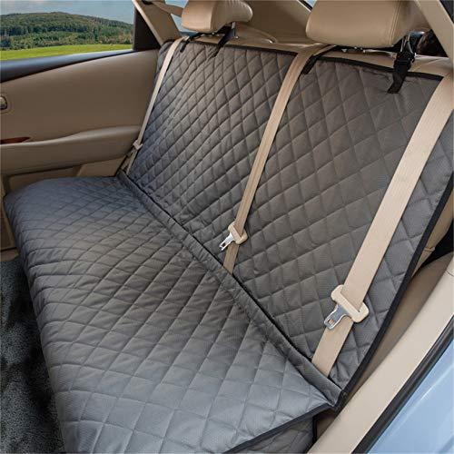Zq Dog Car Seat Covers - Nonslip Rear Seat Cover For Pets Waterproof Polyester Pet Bench Seat Cover With Middle Seat Belt Capable For Cars, Trucks And Suvs (Grey)