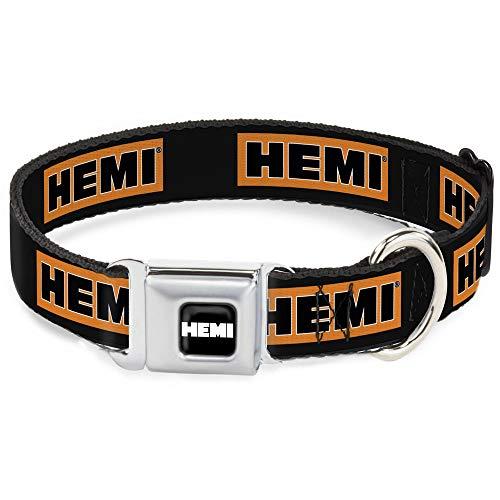 Dog Collar Seatbelt Buckle Hemi Bold Black Orange White Black 18 to 32 Inches 1.5 Inch Wide