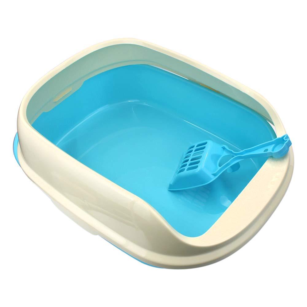 Cat Litter Pan Box Semi-Enclosed Cat Litter Pan with Shovel Cat Toilet Suitable for Cats and Small Dogs,17.5\\\