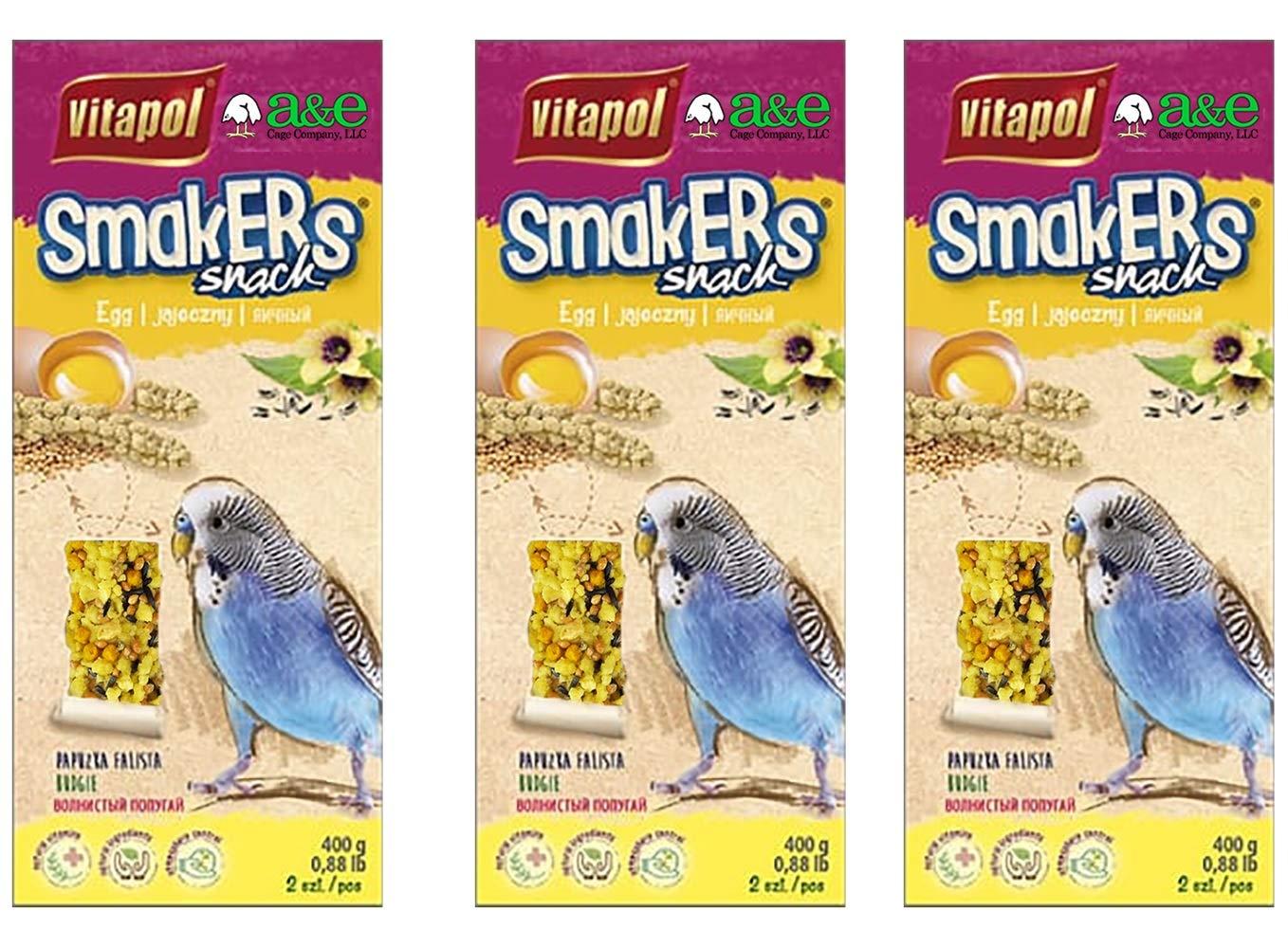 A&E Cage Co. 6 Pack of Smackers Parakeet Treat Sticks, 7.25 Inches Each, Egg Flavor