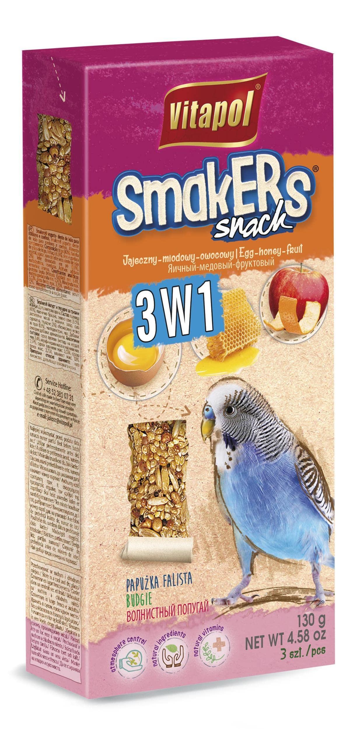 A&E Cage Co. SmaKers Treat Sticks for Parakeet- 3-in-1 Flavor (Egg, Honey & Fruit)