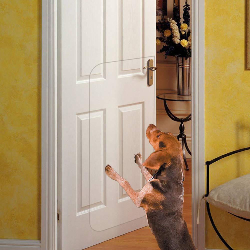 In hand Clear Door Scratch Protector, Deluxe Pet Door Scratch Shield Protect Your Doors & Walls, Heavy Duty Flexible Door Guard Cover