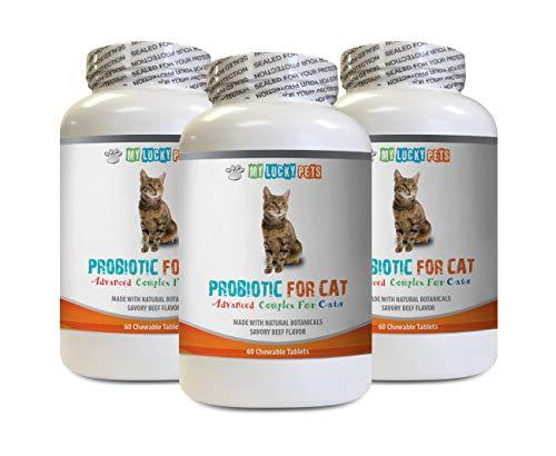 MY LUCKY PETS LLC cat Diarrhea - CAT PROBIOTICS - Advanced Natural Digestive AID Formula - GET RID of Bad Breath and Stop Diarrhea - Active Cultures probiotic - 3 Bottles (180 Treats)