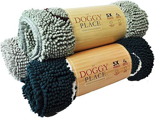 My Doggy Place - Ultra Absorbent Microfiber Dog Door Mat, Durable, Quick Drying, Washable, Prevent Mud Dirt, Keep Your House Clean (Teal w/ Paw Print, Runner) - 60 x 36 inch