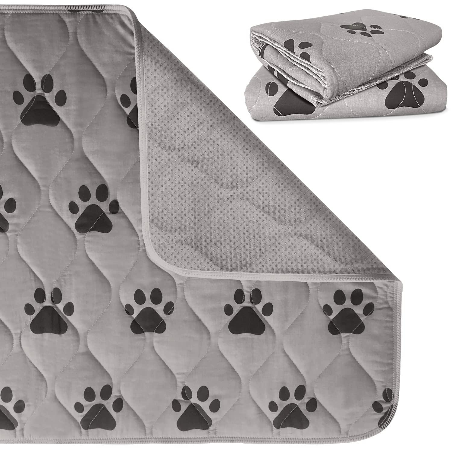 Gorilla Grip Reusable Puppy Pads, 2 Pack, 40x26, Slip Resistant Pet Crate Mat, Absorbs Urine, Waterproof, Cloth Pee Pad for Training Puppies, Washable Incontinence Underpads, Chucks, Protects Sofa