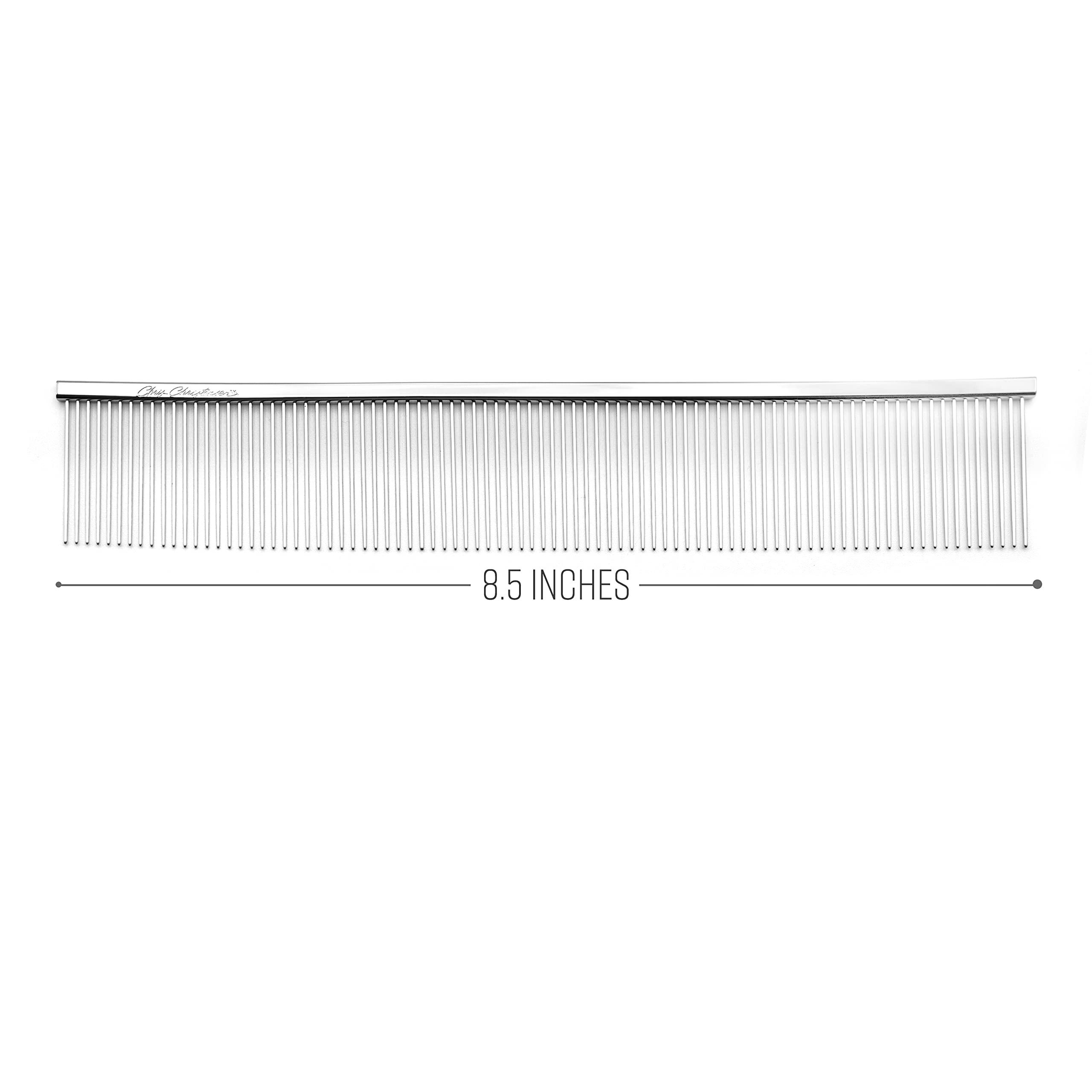 Chris Christensen 505 8.5 in. Coarse Poodle-Style Butter Comb, Groom Like a Professional, Rounded Corners Prevent Friction and Breakage, Solid Brass Spin with Steel Teeth, Chrome Finish.