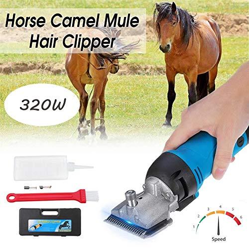 Professional Electric Horse Hair Clipper, Heavy Duty 320W & 6 Speeds Adjustable Low vibration Electric Equine Shears, Hair Grooming Trimmer for Pet & Livestock Coats