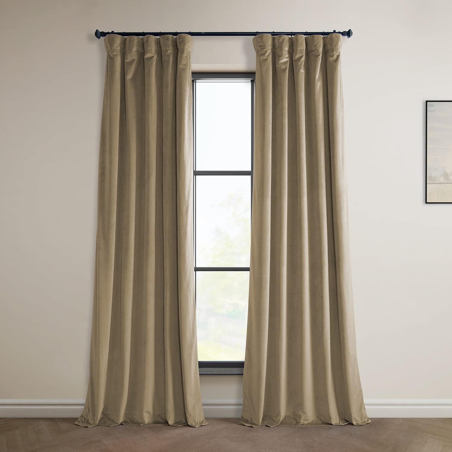 HPD Half Price Drapes Heritage Plush Velvet curtains for Bedroom Living Room 50 X 108, VPYc-190153-108 (1 Panel) Museum Taupe