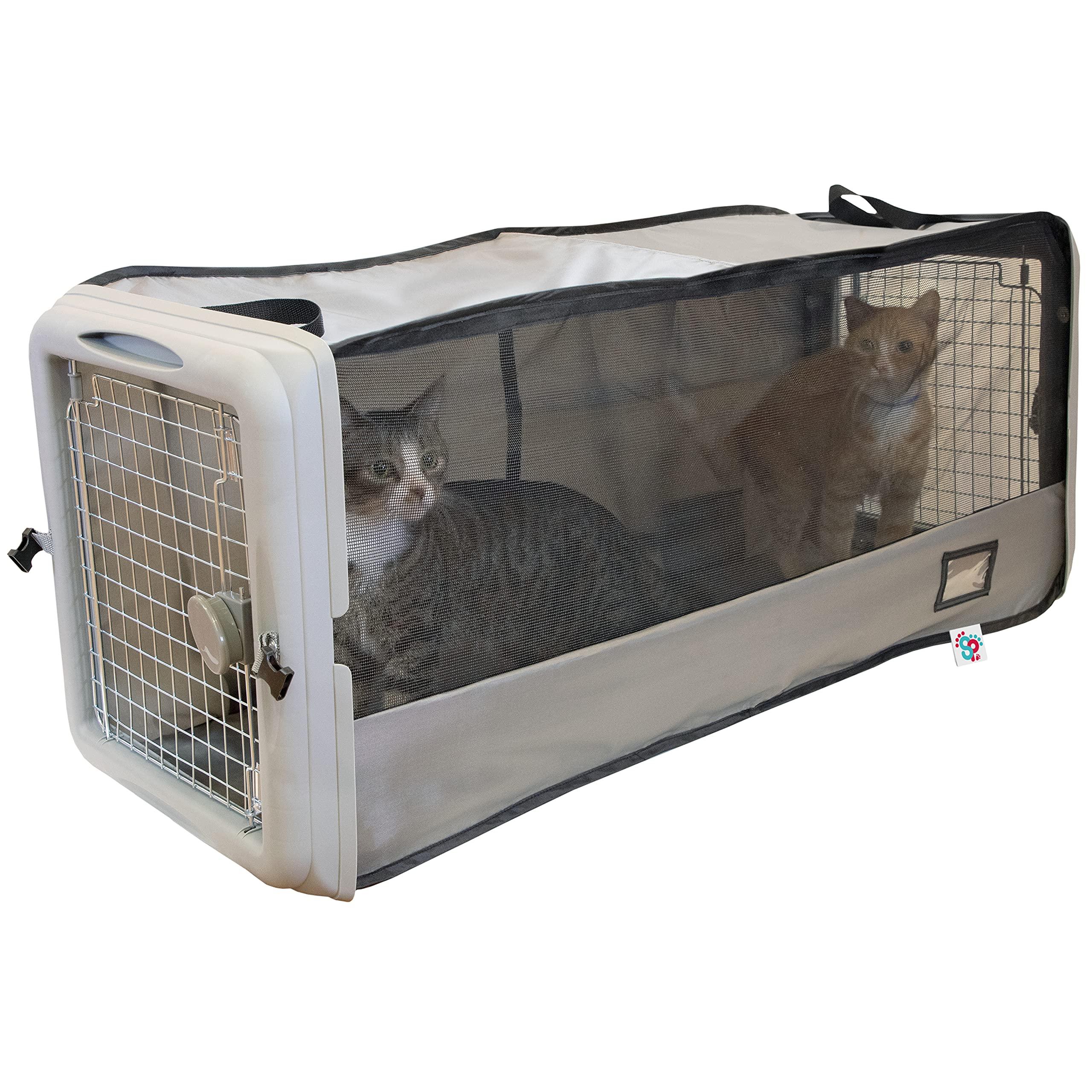 SPORT PET Large Pop Open Kennel, Portable Cat Cage Kennel, Waterproof Pet bed, Travel Litter Collection