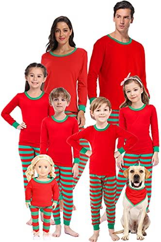 Matching Family Pajamas For Christmas Red Green Striped Jammies Mum and Me Pjs Holiday Cotton Sleepwear Men Size XXL