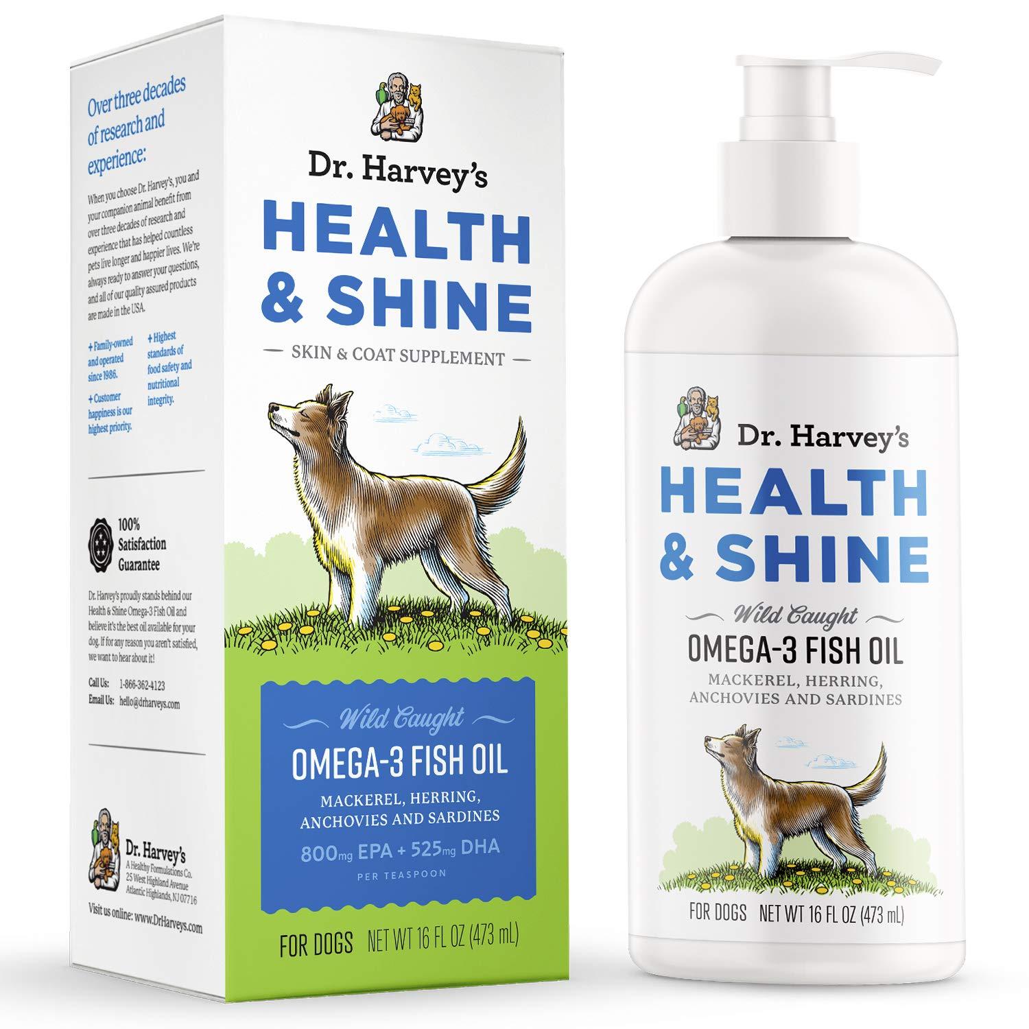 Dr. Harvey\\\'s Health & Shine Omega 3 Fish Oil for Dogs from Wild Caught Mackerel, Herring, Anchovies and Sardines - Supports Beautiful Fur, Strong Joints and Itchy Allergy Relief (16 FL OZ)